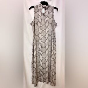 Banana Republic Sleeveless Mock Neck Snakeskin Print Dress – Size Large